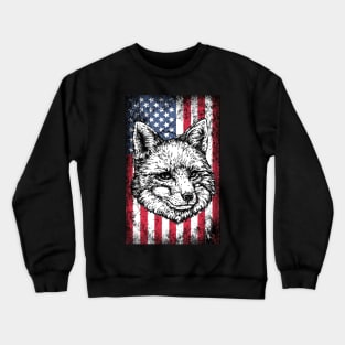 Patriotic Fox American Flag Crewneck Sweatshirt